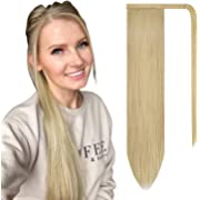 Photo 1 of BARSDAR 24 inch Ponytail Extension Long Straight Wrap Around Clip in Synthetic Fiber Hair for Women - Light Blonde mix Bleach Blonde Evenly
