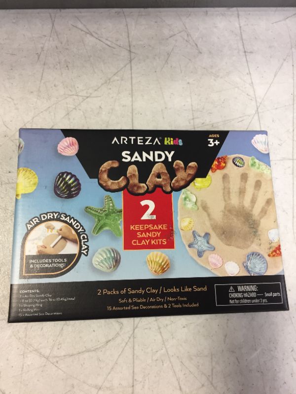 Photo 2 of Arteza Kids Air-Dry Modeling Clay Kit, 2 x 0.8-oz Packs, Handprint and Baby Footprint Kit, Paw Print Keepsake, with Sandy Clay Tools and Accessories for Kids’ Crafts and Sensory Play
