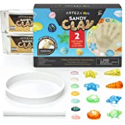 Photo 1 of Arteza Kids Air-Dry Modeling Clay Kit, 2 x 0.8-oz Packs, Handprint and Baby Footprint Kit, Paw Print Keepsake, with Sandy Clay Tools and Accessories for Kids’ Crafts and Sensory Play
