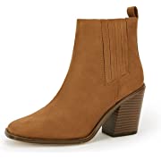 Photo 1 of Coutgo Womens Square Toe Ankle Boots Chelsea Chunky Block Stacked Heel Booties Elastic Suede Fall Fashion Shoes SIZE 7
