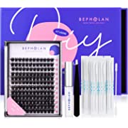 Photo 1 of BEPHOLAN Cluster Lashes, Cluster Eyelash Extensions Kit, Individual lashes kit, Cluster Lashes For DIY Eyelash Extension At Home,0.10mm 56D Mixed Length, With 24 Hours Eyelash Glue And Tweezers Easy To Use For Beginners
