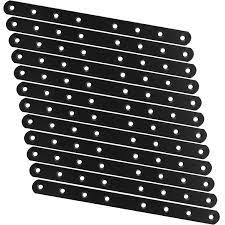 Photo 1 of 12 PCS 10 Inch Mending Plate Black Straight Braces for Wood Heavy Duty Corner Braces Straight Metal Brackets with Holes Flat Metal Bar Connector Mending Joining Bracket for Repair Fixing Fence Shelves
