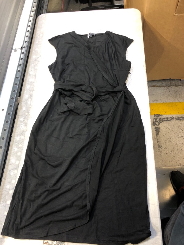 Photo 2 of Berydress Women's Vintage V-Neck Sheath Casual Party Work Faux Black Wrap Dress, XL

