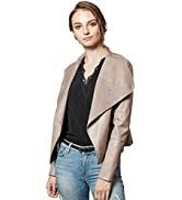 Photo 1 of Escalier Women's Faux Leather Jackets Slim Open Front Lapel Blazer Jackets, Small
