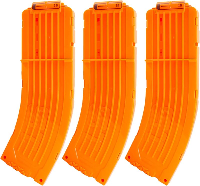 Photo 1 of EKIND 15 Darts Banana Curved Clips, Soft Bullet Quick Reload Clips Compatible for Nerf Elite Magazine Toy Gun (Orange, Pack of 3)
