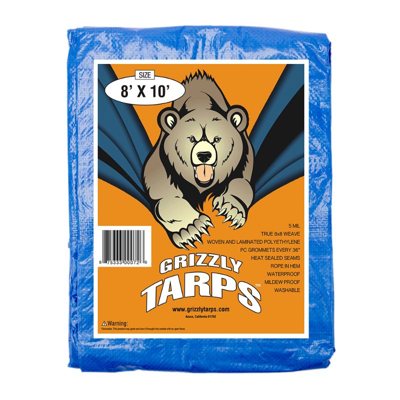 Photo 1 of 3 COUNTO FB-Air Grizzly Tarps 8 X 10 Feet Blue Multi Purpose Waterproof Poly Cover 5 Mil Thick 8 X 8 Weave
