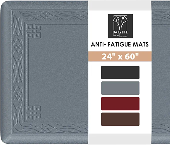 Photo 1 of Anti Fatigue Kitchen Mat by DAILYLIFE, 3/4" Thick Kitchen Floor Mat, Standing Comfort Mat for Home, Office, Garage - Non-Slip Bottom, Cushioned, Waterproof & Easy-to-Clean (24" x 60", Grey)
