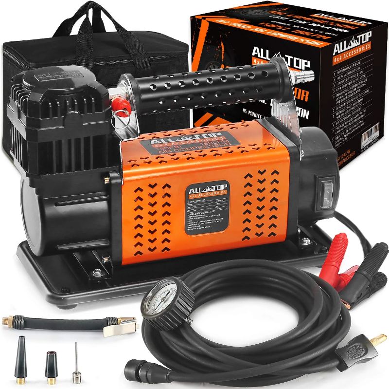 Photo 1 of ALL-TOP Air Compressor Kit, 12V Portable Inflator 6.35CFM, Offroad Air Compressor for Truck Tires,Air Pump for Car Tire, Heavy Duty Air Compressor Max 150PSI for Jeep SUV 4x4 Vehicle RV Tire ( USED ITEM )
