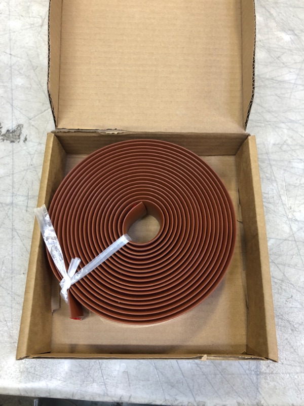 Photo 2 of 19.7Ft PVC Door Bar Floor Edge Trim, Brown Self Adhesive Transition Profile Floor Cover Strips Laminate Threshold Flat Divider Strip(19.7Ft x 1.57 Inch Floor Strip)
