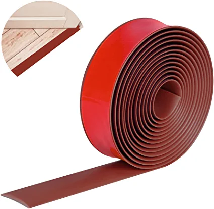 Photo 1 of 19.7Ft PVC Door Bar Floor Edge Trim, Brown Self Adhesive Transition Profile Floor Cover Strips Laminate Threshold Flat Divider Strip(19.7Ft x 1.57 Inch Floor Strip)
