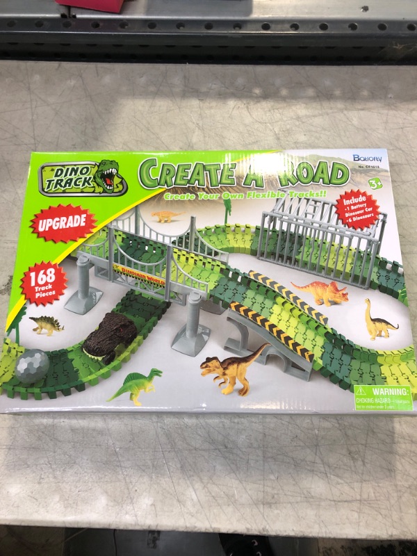 Photo 2 of Batlofty Dinosaur Toys Race Track, Flexible Track Playset, Create A Dinosaur World Road Race with 1 Dinosaur Car and 6 Dinosaur Toys for 3 4 5 6 7 Year Old Boys Girls Birthday Gifts
