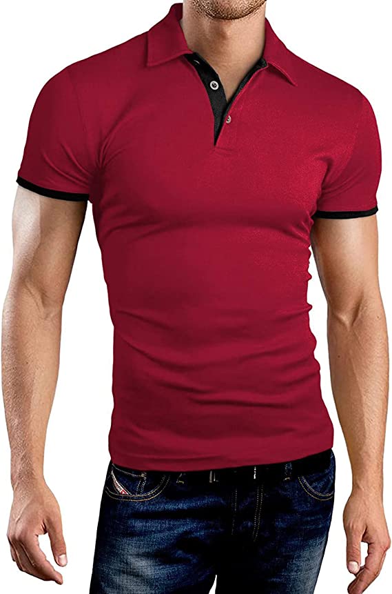 Photo 1 of A WATERWANG Men's Short Sleeve Polo Shirts, Slim-fit Cotton Golf Polo Shirts Basic Designed. M 
