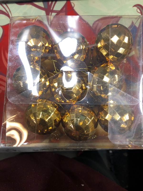 Photo 3 of 40mm/1.57" Gold Christmas Balls 36pcs Christmas Tree Ornaments Set for Xmas Tree Holiday Party Wreath Garland Decoration Ornaments  --- FACTORY SEALED --
