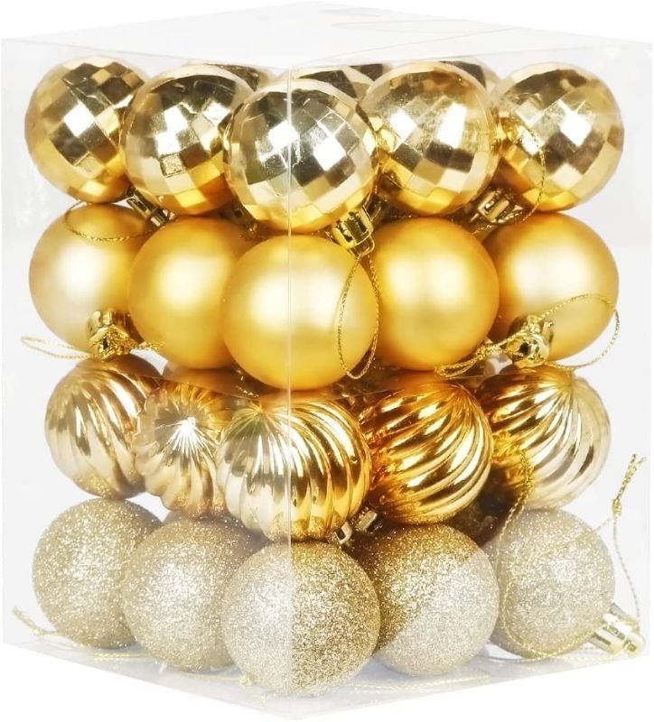 Photo 1 of 40mm/1.57" Gold Christmas Balls 36pcs Christmas Tree Ornaments Set for Xmas Tree Holiday Party Wreath Garland Decoration Ornaments  --- FACTORY SEALED --
