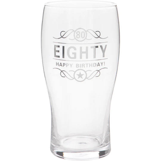 Photo 1 of 80th Birthday Beer Glass 570ml/1 Pint
