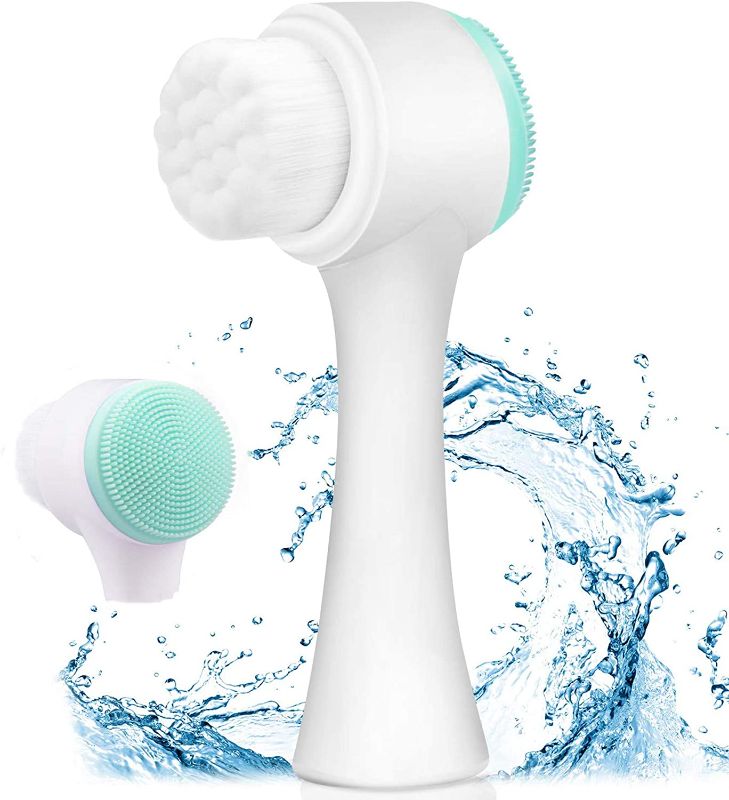 Photo 1 of 2 COUNT OF Facial Cleansing Brush, 2-in-1 Deep Cleansing Skin Keratin Silicone Manual Super Soft Massage for Face Care
