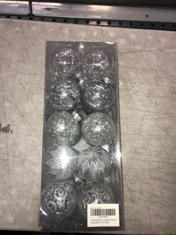 Photo 1 of 80MM/3.14" Clear Christmas Ornaments Set, 20PCS Glitter Shatterproof Decorative Hanging Ball Ornament with Stuffed Delicate Decorations, Xmas Tree Balls for Holiday Party Thankgivings - Silver. Silver 80MM/3.14"