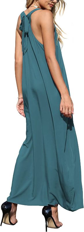 Photo 2 of AWULIFFAN Womens Casual Strappy V Neck Sleeveless Flowy Pockets Loose Long Maxi Beach Dress Sundress SIZE L 
