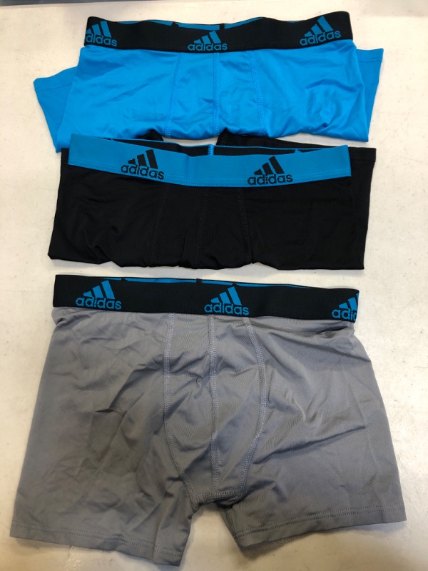 Photo 2 of adidas Kids-Boy's Performance Boxer Briefs Underwear (3-Pack) Small Black/Solar Blue/Grey ** USED 