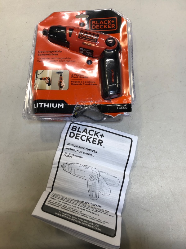 Photo 2 of BLACK+DECKER Cordless Screwdriver with Pivoting Handle