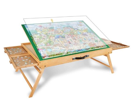Photo 1 of ALL4JIG 1500PCS Portable Puzzle Table with Legs, Adjustable Jigsaw Puzzle Board with 4 Drawers & Cover, 3-Tilting-Angle Jigsaw Puzzle Table for Adults ** PUZZLE AND GAMES NOT INCLUDED 
