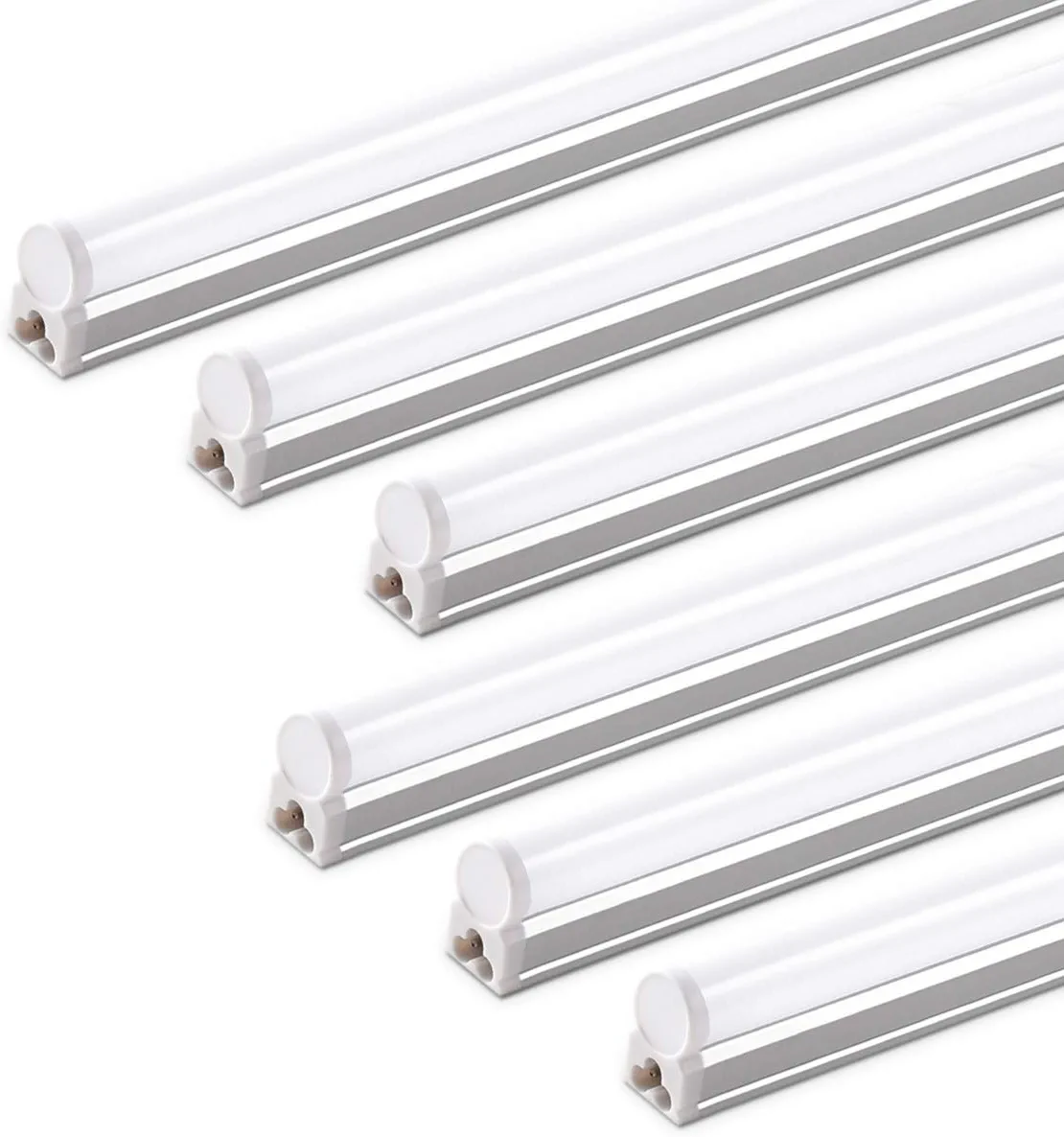Photo 1 of (6 Pack) Barrina LED T5 Integrated Single Fixture, 4FT, 2200lm, 6500K (Super Bright White), 20W, Utility LED Shop Light, Ceiling and Under Cabinet Light, Corded Electric with ON/OFF Switch, ETL Listed
