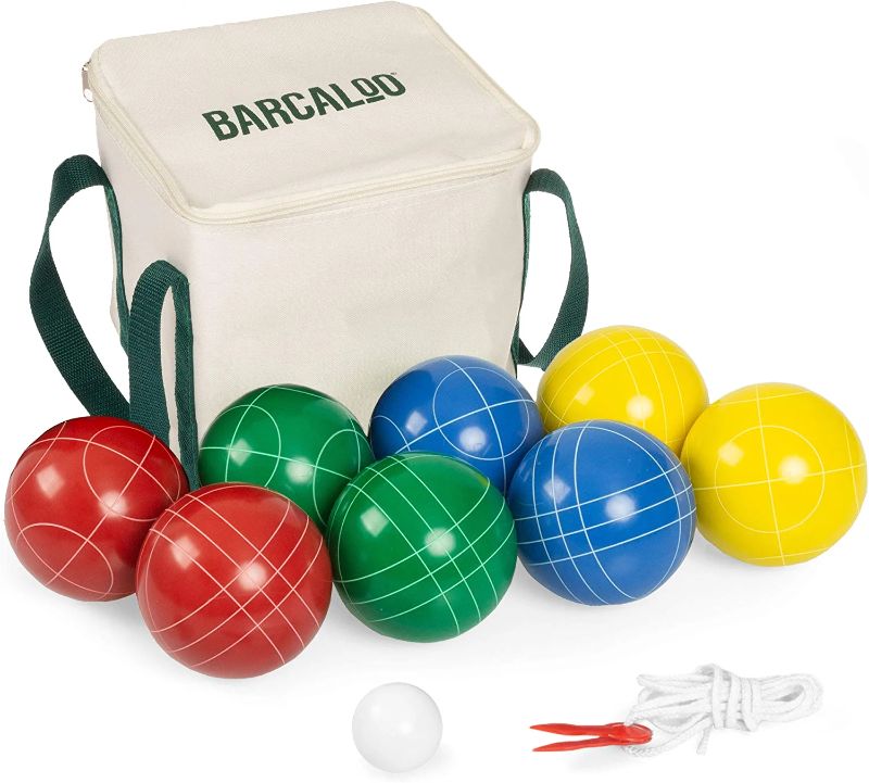 Photo 1 of Barcaloo Bocce Ball Set with 8 Premium Resin Balls, Pallino, Carry Bag & Measuring Rope
