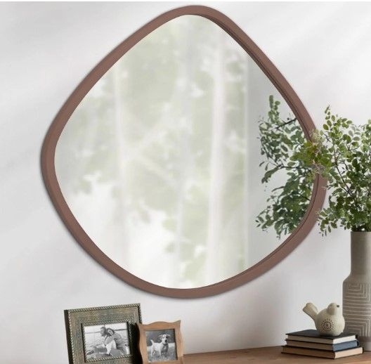 Photo 1 of AOAOPQ Irregular Mirror for Wall Deco Irregular Shaped Mirror for Dining Room Coffe Room and More Modern Decorative Mirror Aesthetic Mirror 20" x 19" Brown
