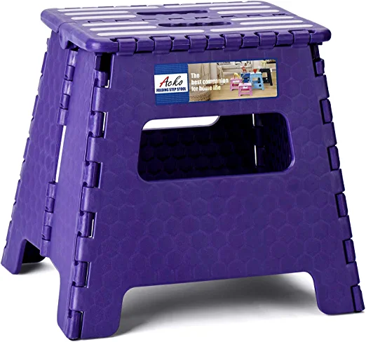 Photo 1 of Acko Folding Step Stool 13 inch Plastic Folding Stool,Kitchen Step Stool,Upgraed Foldable Step Stool for Kids and Adults,Plastic Stepping Stool,13inch,Purple