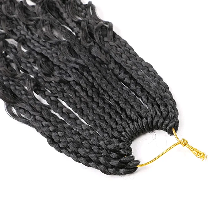 Photo 1 of 4 Inch Goddess Box Braids Crochet Hair Bohomian Crochet Box Braids Curly Ends 8 Pack 3X Crochet Braids Synthetic Braiding Hair Extension Black
