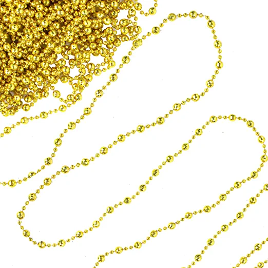 Photo 1 of  Christmas Tree Beaded Garland Metallic Pearl Strands Chain Bead Chain Beads Roll for Xmas Tree Decorating Wedding Party Supplies (Gold)