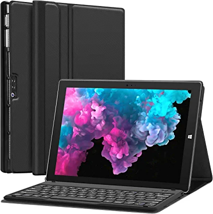 Photo 1 of CHESONA Microsoft Surface Pro 7 Case with Keyboard for Microsoft Surface Pro 6 / Surface Pro 5 2017/ Surface Pro 4 12.3 inch Tablet - Folio Stand Case - Detachable Wireless Type Cover Keyboard - Black
