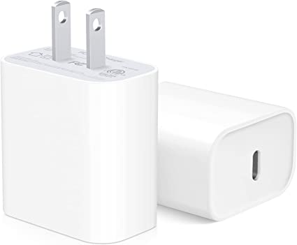 Photo 1 of iPhone Fast Charger Block [2 Pack] 20W USB C Wall Charger PD Adapter Compatible with iPhone 14//14 Pro/14 Pro Max/14 Plus/13/12/11/Xs Max/XR/X/SE, iPad Pro/Mini, Galaxy, Google Pixel 5/4/3 and More
