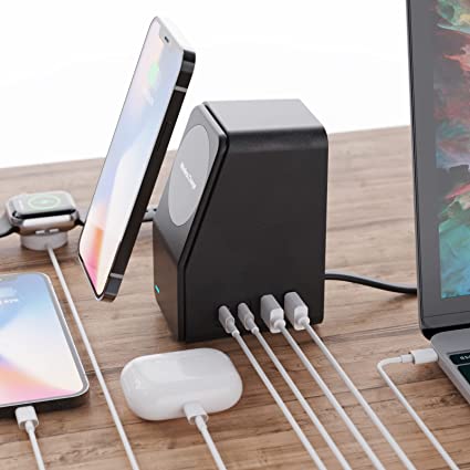 Photo 1 of Magnetic Wireless Charging Station for Iphone12/13/14, 78W Multiport USB C Chargers with 45W PD Fast Charger for MacBook Pro/Air, 18W Power Adapter for IPAD and 4 Ports for Magsafe, Apple Products
