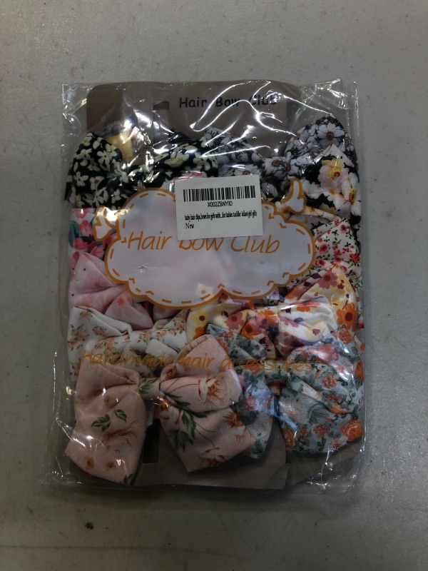 Photo 2 of Baby Gair Clips,Bows for Girls with Fully Lined Alligator Hair Clip,10 Pack Flower Prints Hair Accessories for Babies Toddler Infant Girl Gifts ** FACTORY SEALED ** 

