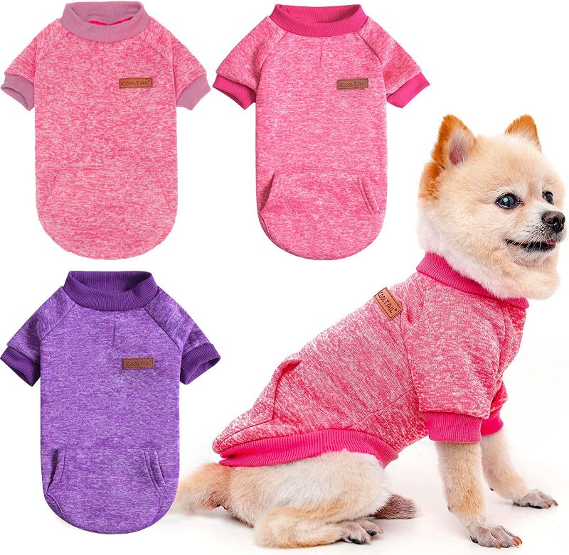 Photo 1 of Dog Sweater Winter Clothes 3 Pack - 3 Colors Soft and Warm Suitable for Tiny Small Medium Dogs Puppy Pet Fall Sweaters Fashionable ** SIZE XS ** 
