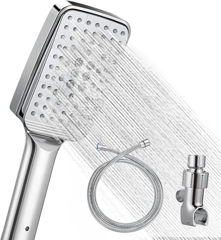 Photo 1 of Handheld Shower Heads - High Pressure Shower Head with 59 Inch Stainless Steel Hose, Removable Showerheads, OKAHOM Large Rainfall Bath Aquacare Shower Head(Square)
