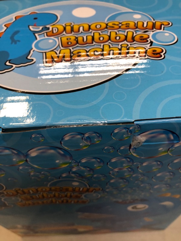 Photo 2 of balnore Dinosaur Bubble Machine – 3500+ Per Minute Bubbles for Toddlers 1-3 | Bubble Blower for Toddlers Outdoor Indoor Play, Birthday Bubble Maker Gifts Summer Toys for Toddlers ** FACTORY SEALED 
