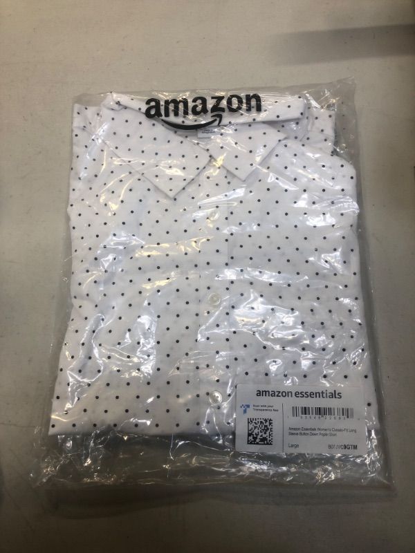 Photo 1 of Amazon Essentials Women's Classic-Fit Long-Sleeve Button-Down Poplin Shirt
LARGE