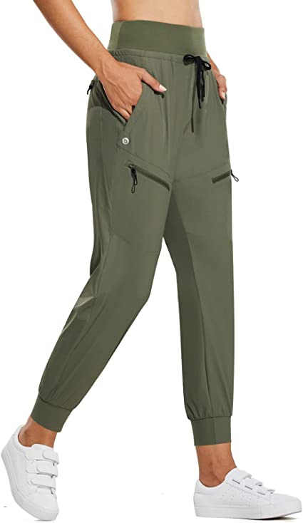 Photo 2 of  Women's Cargo Joggers Hiking Pants Lightweight Quick Dry with Zipper Pockets High Waist Athletic Travel -- small