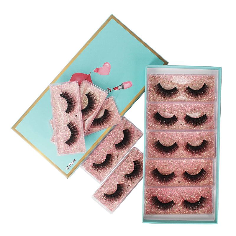 Photo 1 of Dedila 10Pairs /box Bulk Natural Long 3D False Eyelashes Daily Party Faux Mink Fluffy Cross Eyelashes Soft Lightweight Makeup Dramatic False Lashes (J102)
