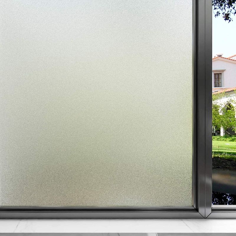 Photo 1 of Aniboo Privacy Window Film Frosted Glass Window Film Static Cling Window Film Sun UV Blocking Window Film Non-Adhesive Opaque Window Film Window Covering Film for Home Shower Office 17.5”×78.7”
