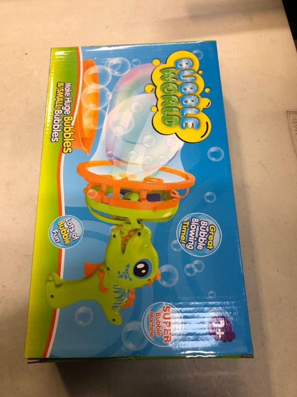 Photo 2 of Dinosaur Bubble Gun Machine for Kids Bubble Blower Toy for Toddles Party Favors with 8 Floz Bubble Solution - Birthday Gift for 3 4 5 Year Old Boys Girls Outdoor Toys Summer Water Toys Outside Toys
