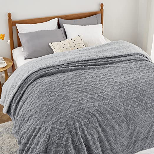 Photo 1 of BEDSURE Sherpa King Size Blanket for Bed- Fuzzy Soft Cozy Blanket King Size, Fleece Thick Warm Blanket for Winter, Grey, 108x90 Inches