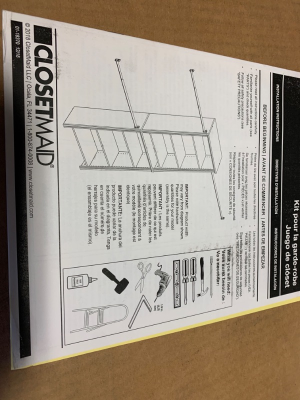 Photo 6 of 665080…  returned like new never assembled closetmaid kit with 25” wide tower. Fits spaces 5-10 foot wide 