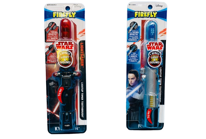Photo 1 of 665160… 2 Disney Star Wars light and sound lightsaber toothbrushes 