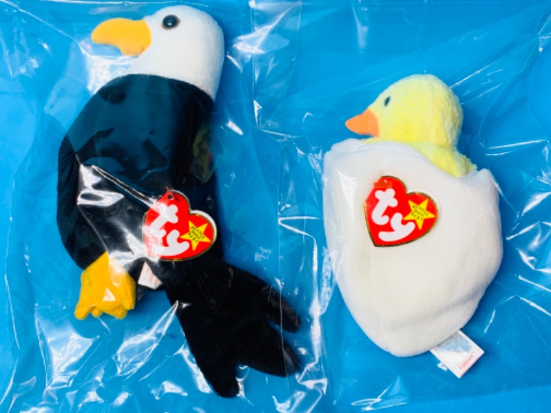Photo 1 of 665472… 2 TY beanie babies in plastic bags 