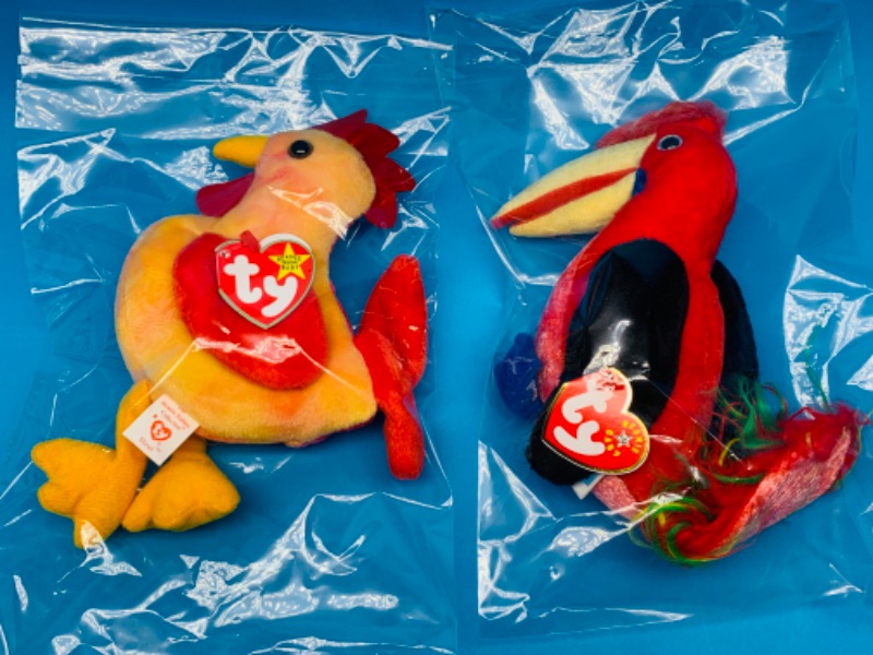 Photo 1 of 665483… 2 TY beanie babies in plastic bags 