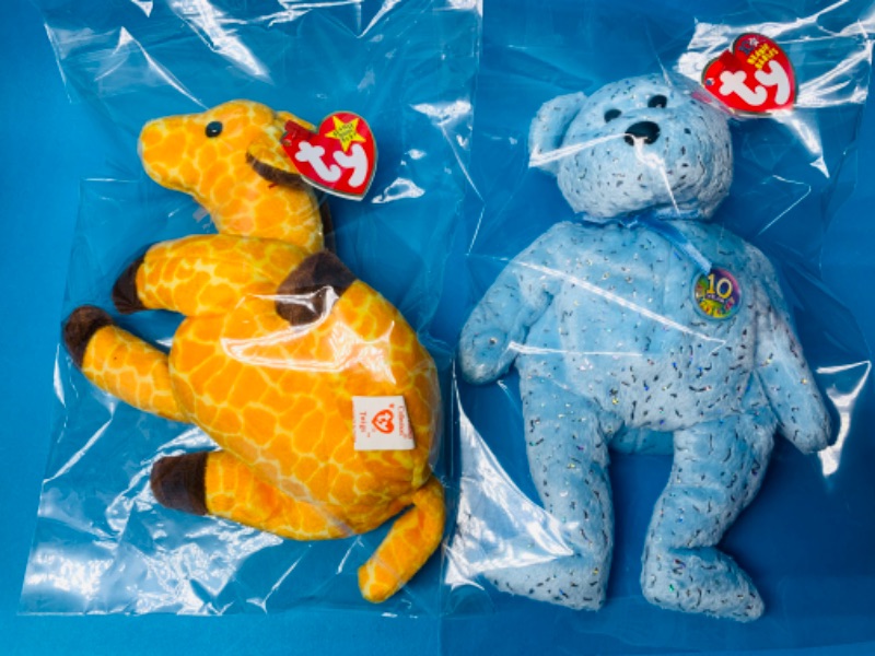 Photo 1 of 665488… 2 TY beanie babies in plastic bags 