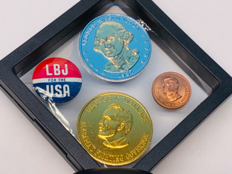 Photo 1 of 665497…political tokens, pin, and medals 